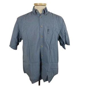 Columbia Medium Blue Plaid Short Sleeve Hiking Shirt 100% Cotton